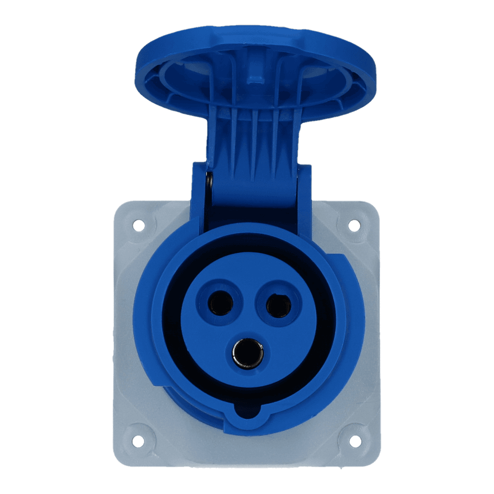 CEE female 3 polig 6H 16A IP54 inbouw wcd 220-240VAC recht