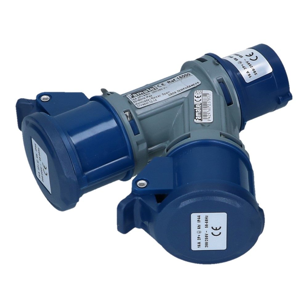 2 weg splitter 1x CEE naar 2xCEE 1p+n+e 16A