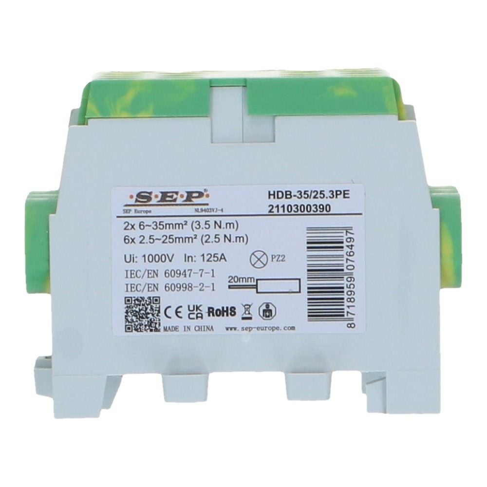 HLAK Hoofdkabel aftakklem 1x35mm²/3x25mm² geel/groen