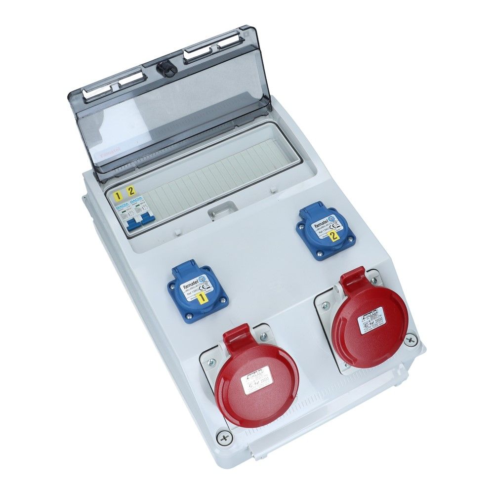 Wandverdeelkast IP44 2x CEE 32A 5p beveiligd: 2x schuko