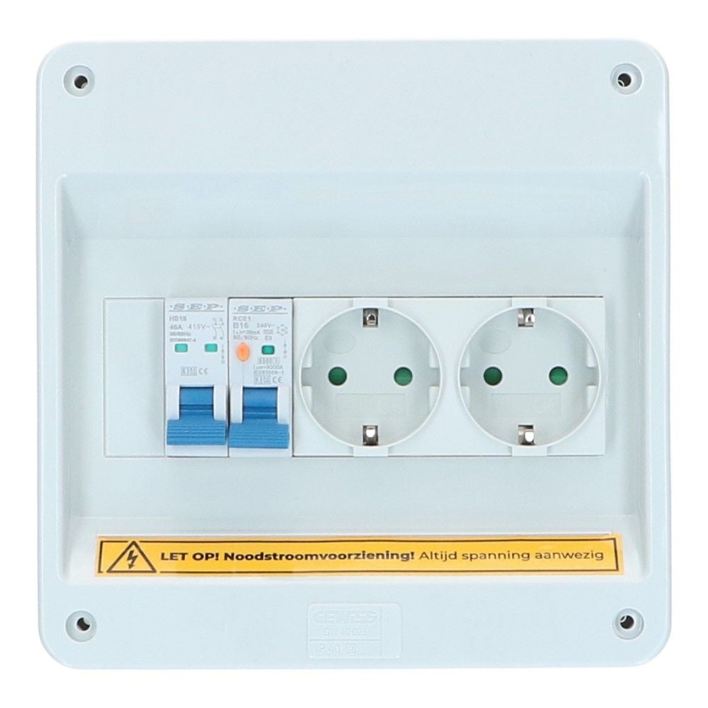 Noodstroom verdeler 2xwcd Aardlekautomaat 16A B 30mA