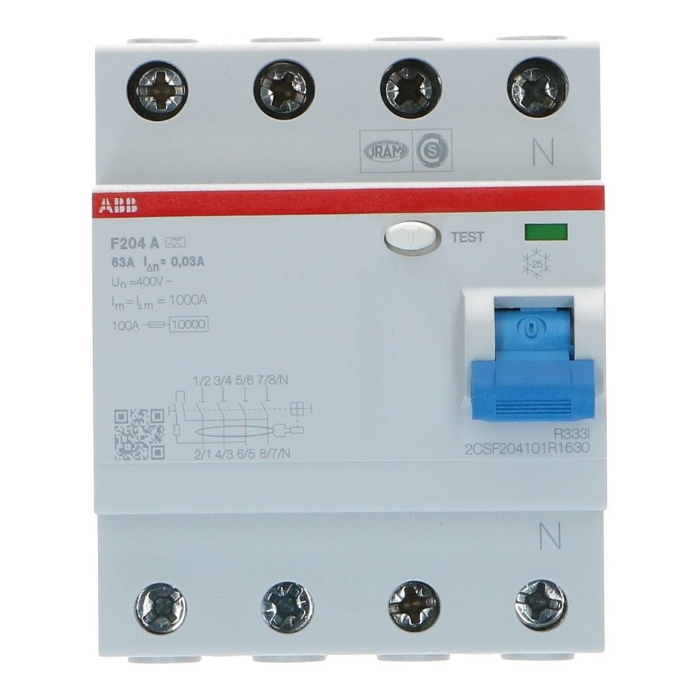 ABB Aardlekschakelaar 63A 4-Polig 30mA F204 A-63/0.03