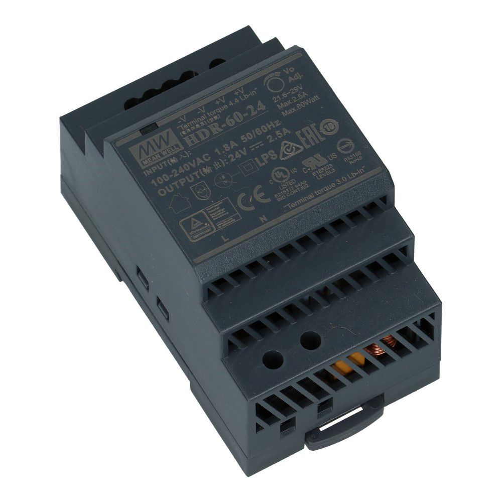 Voeding 24VDC 60W 2.5A dinrail ingang 85-264VAC
