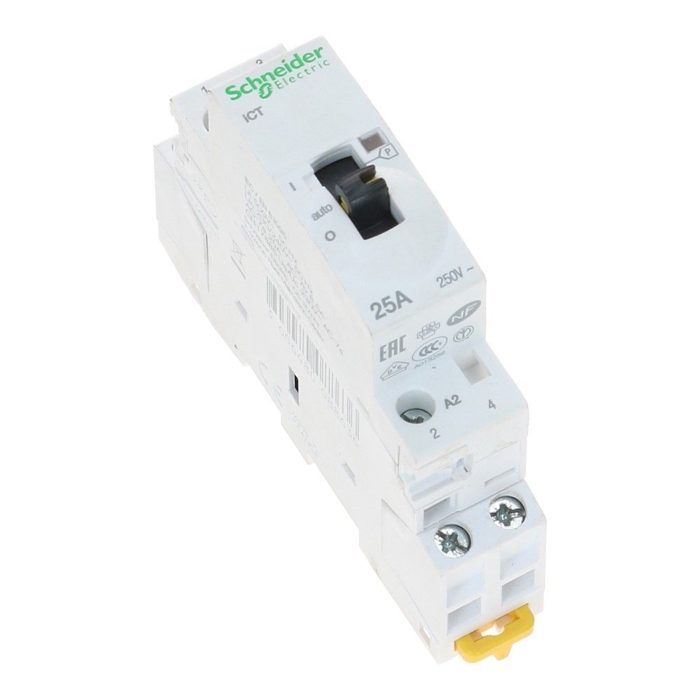 2 polig Installatierelais handbediend 25A 230VAC 2 NO iCT