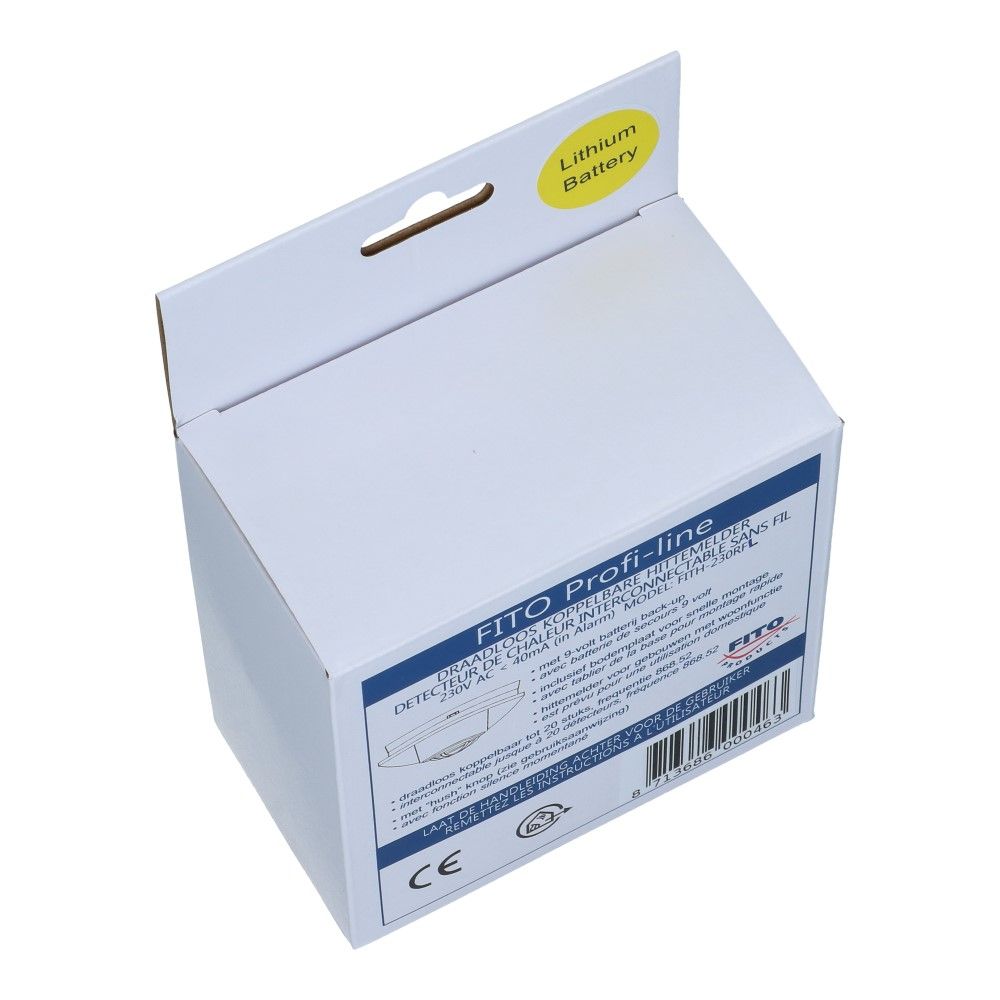 Hittemelder draadloos koppelbaar 230VAC met lithium backup