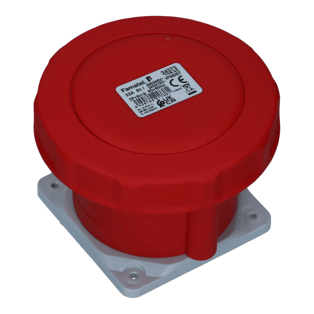 CEE female 5 polig 6H 32A IP67 inbouw wcd 380-415VAC recht