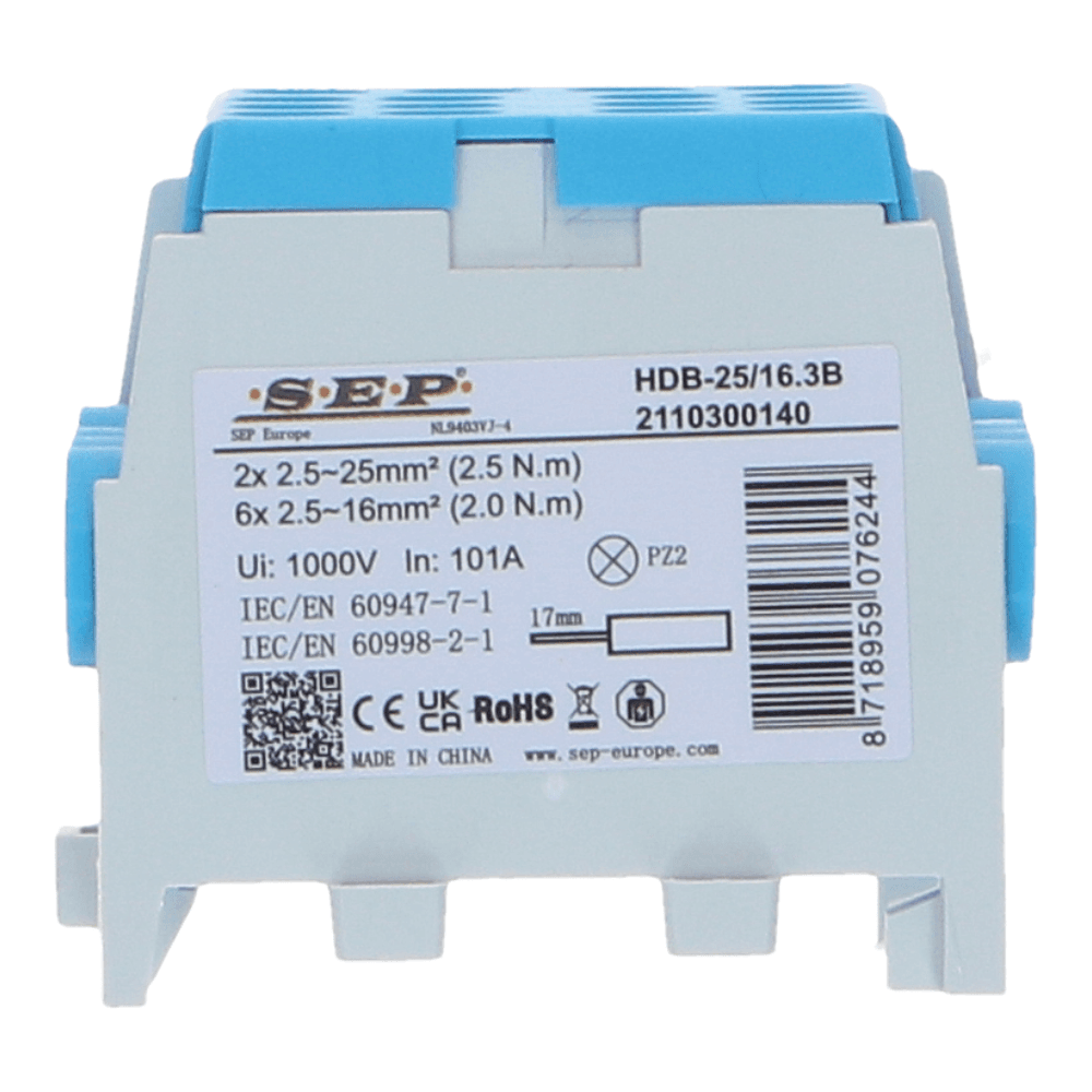 HLAK Hoofdkabel aftakklem 1x25mm² 3x16mm²  blauw