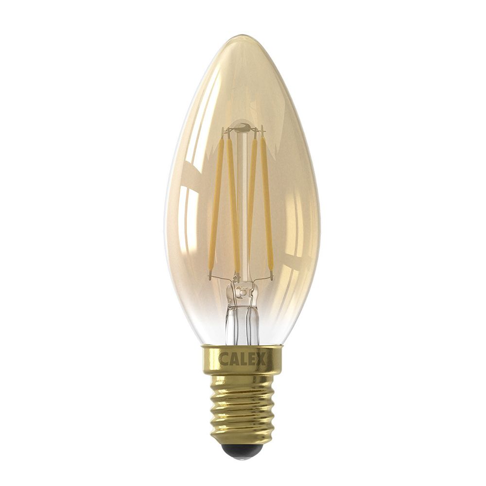 Calex LED Filament Kaars lamp goud B35 E14 3.5W 250lm 2100K dimbaar