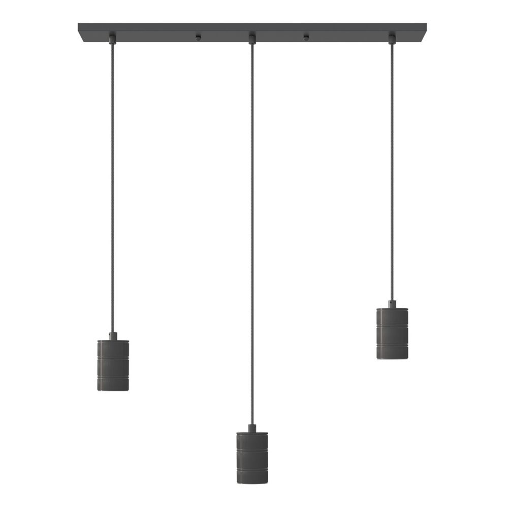 Calex Retro armatuur E27 met plafondplaat 700x100mm 3x fitting zwart
