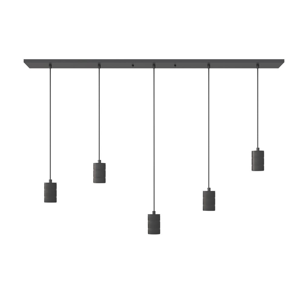 Calex Retro armatuur E27 met plafondplaat 1330x140mm 5x fitting zwart
