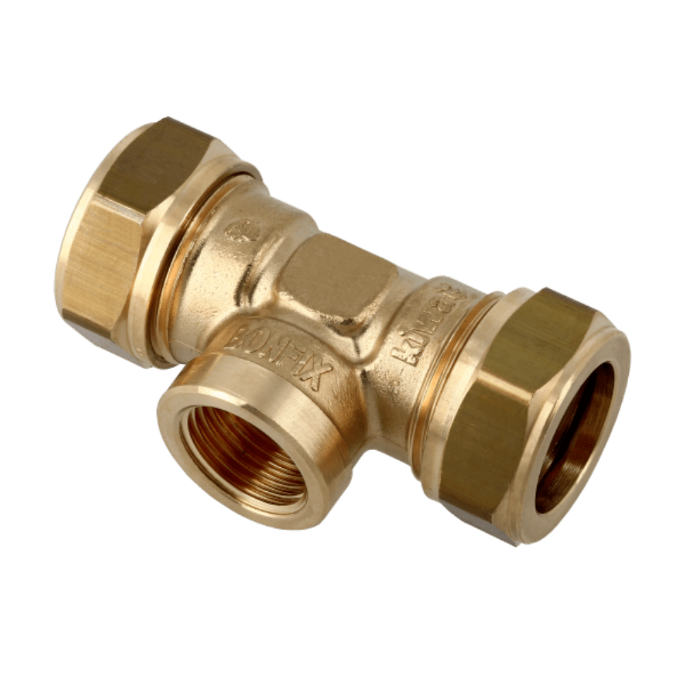 BONFIX Knel messing T-stuk 22 x 1/2" bi.dr. x 22 mm