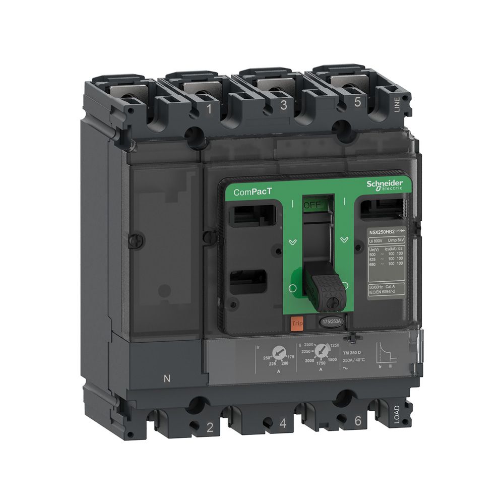 Vermogensautomaat 3 polig + nul 160A TMD 36kA Compact NSX