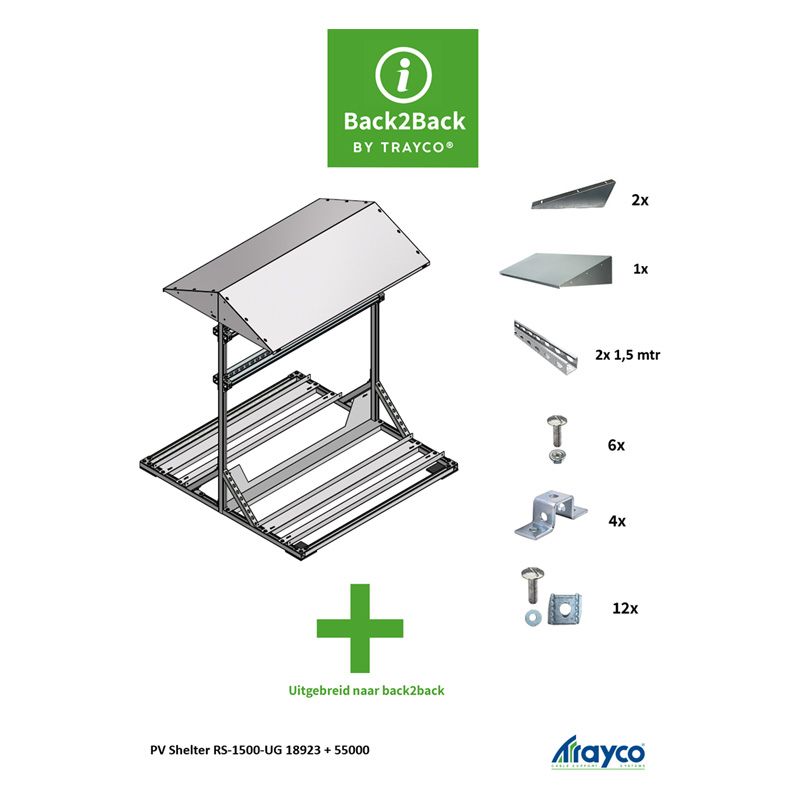 Trayco PV Shelter uitbreidingsset Back2Back Ultra Galva