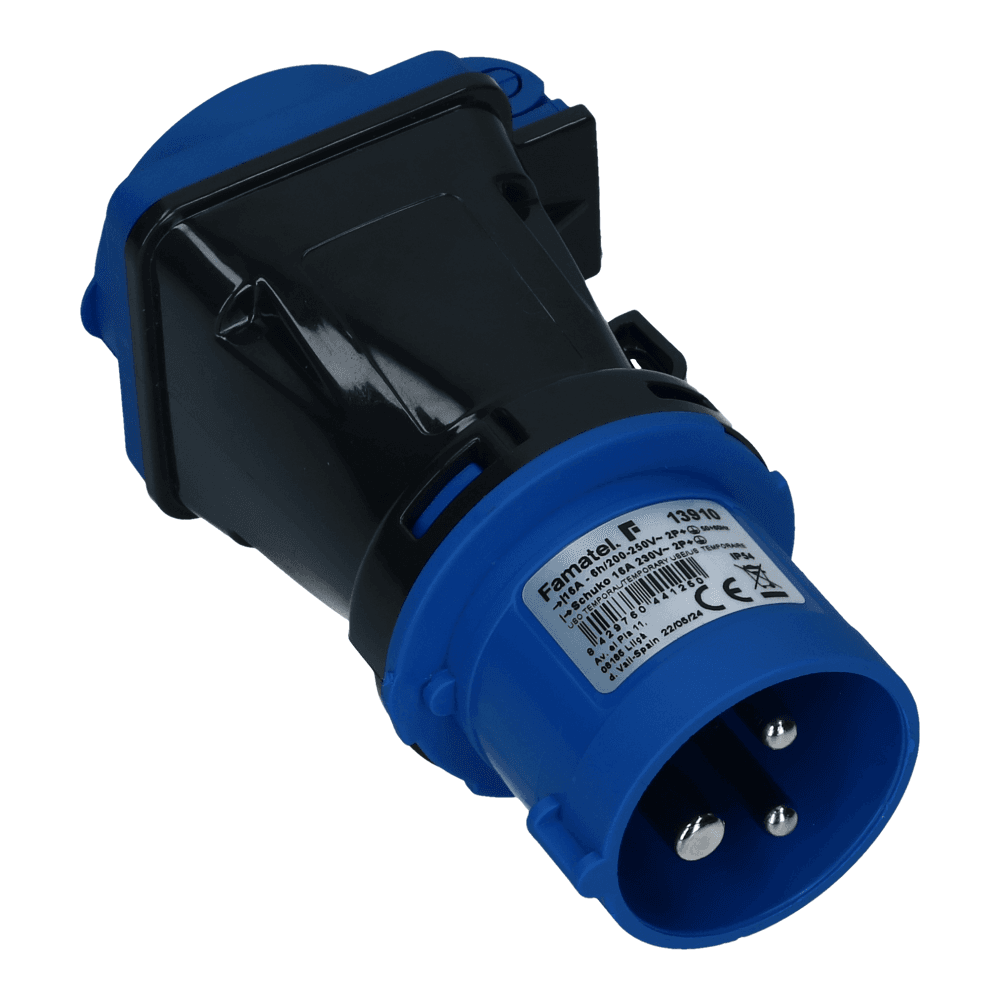 CEE adapter male 3 polig 6H 16A Schuko female IP54