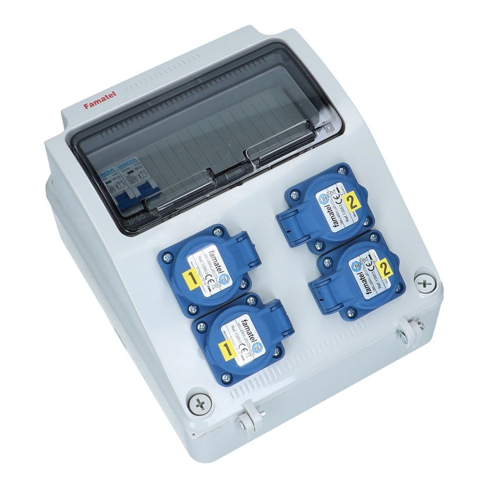 Wandverdeelkast IP54 beveiligd: 4x schuko per 2