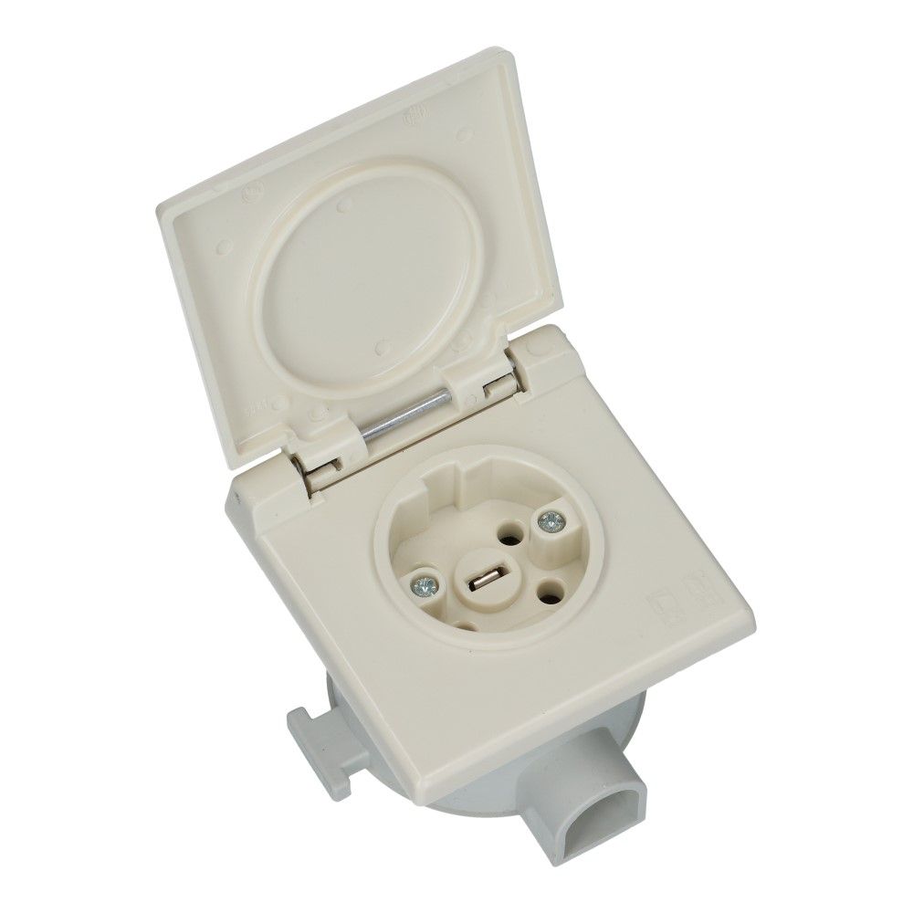 Perilex Inbouw WCD 16A vierkant met klepje creme
