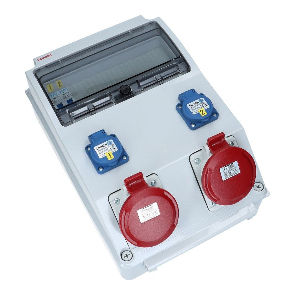 Wandverdeelkast IP44 2x CEE 32A 5p beveiligd: 2x schuko