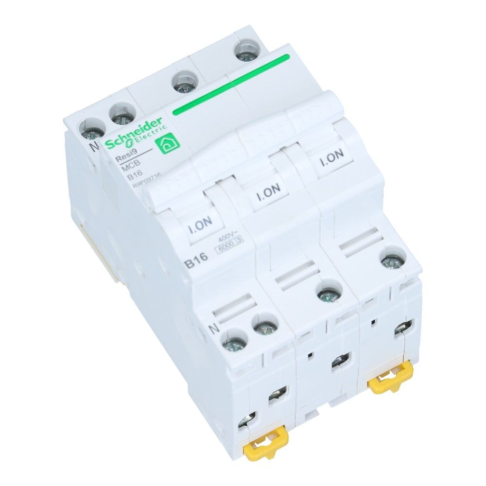 Installatieautomaat 3 polig + nul 16A kar B 6kA Resi9