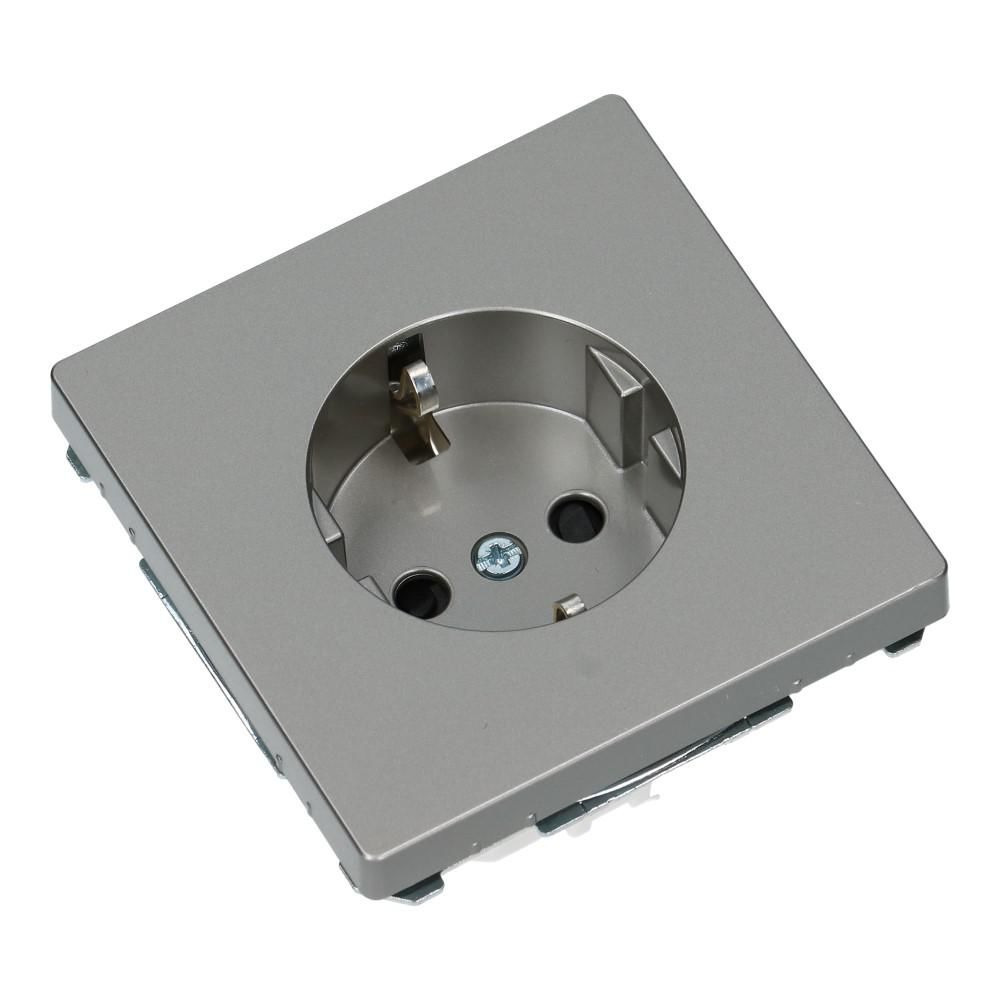 Wandcontactdoos SYSTEEM-D kinderveilig RVS look