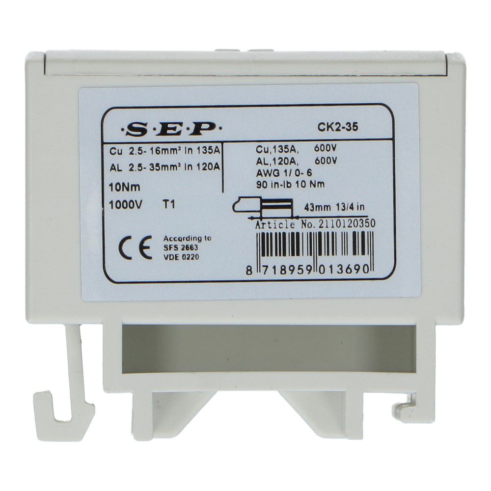 Aftakklem CK2 grijs 2.5mm² t/m 35mm² tweevoudig