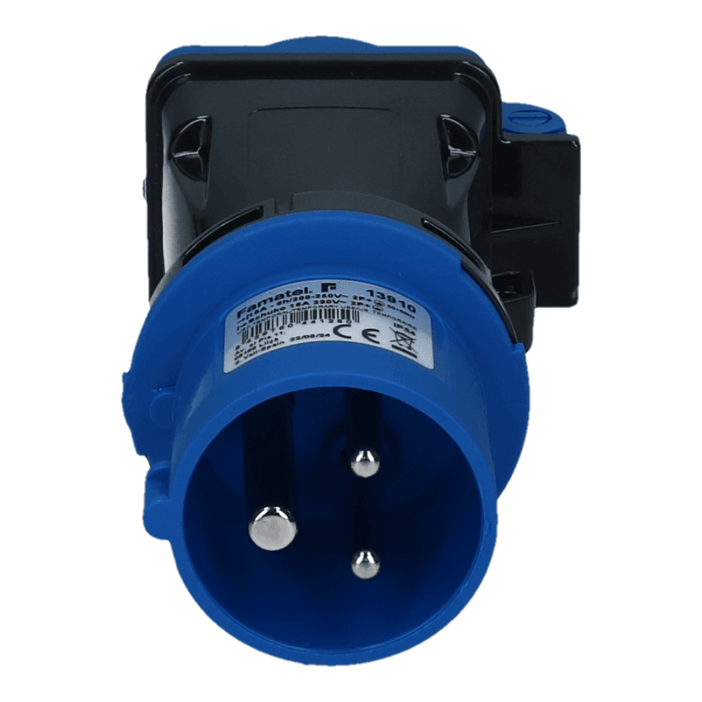 CEE adapter male 3 polig 6H 16A Schuko female IP54