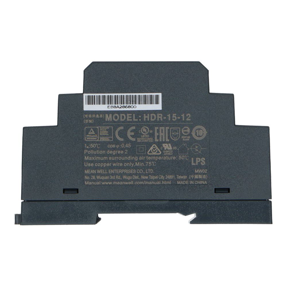 Voeding 12VDC 15W 1.25A dinrail ingang 85-264VAC
