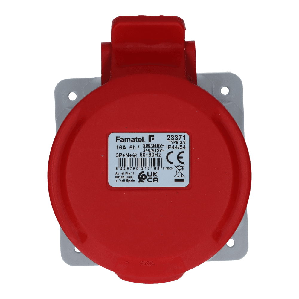 CEE female 5 polig 6H 16A IP54 inbouw wcd 380-415VAC recht