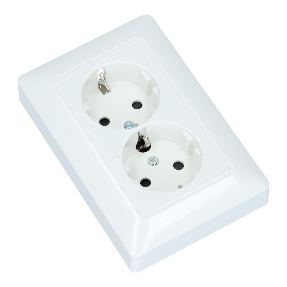 Wandcontactdoos dubbel MIKRO 9010 kinderveilig