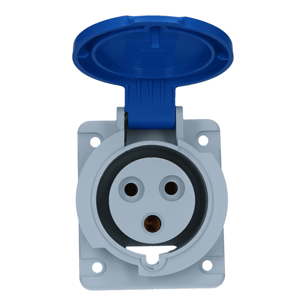 CEE female 3 polig 6H 32A IP54 inbouw wcd 220-240VAC