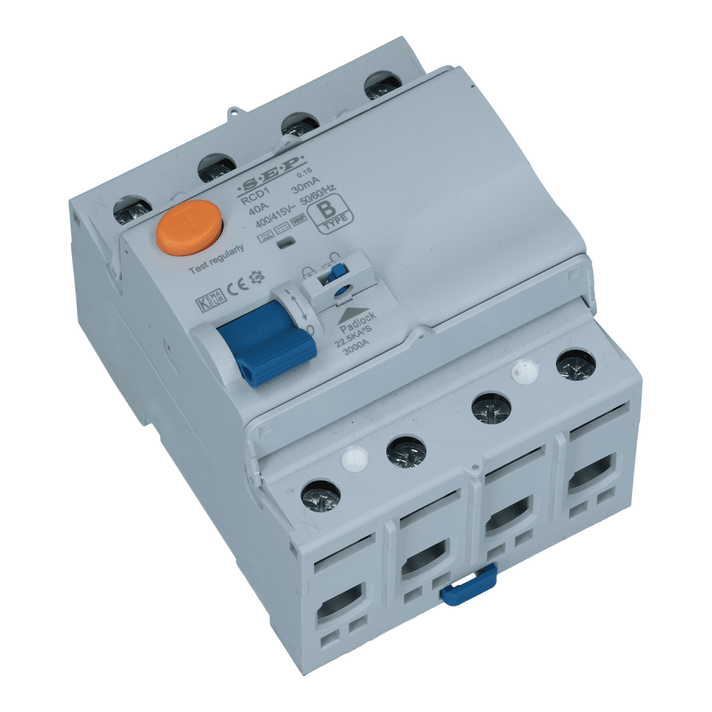 Aardlekschakelaar 40A 4 polig 30mA Type B 10kA RCD1