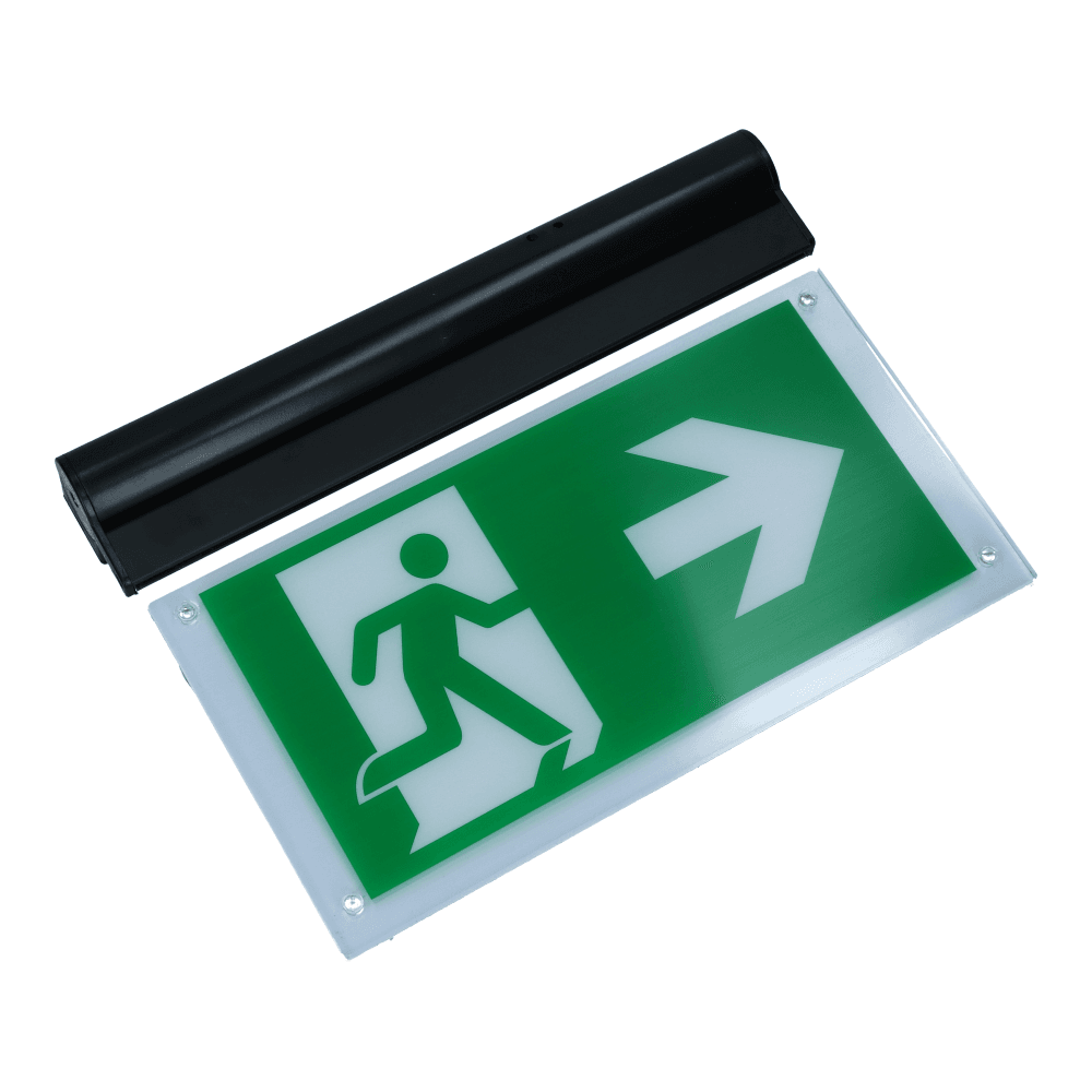 Noodverlichting opbouw zwart IP20 LED kantelbaar met 3 pictogrammen