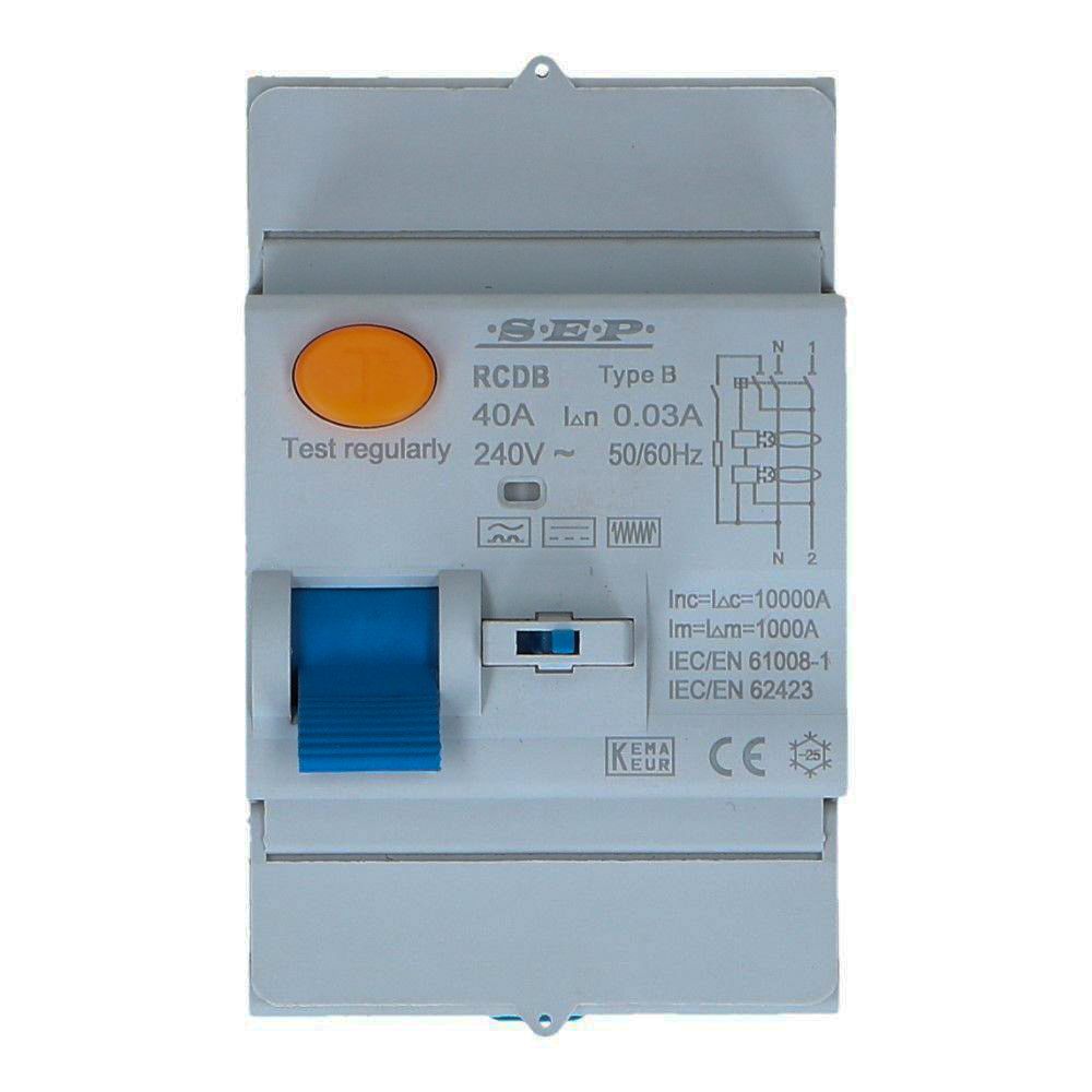 Aardlekschakelaar 2 polig 63A 30mA Type B RCD-B