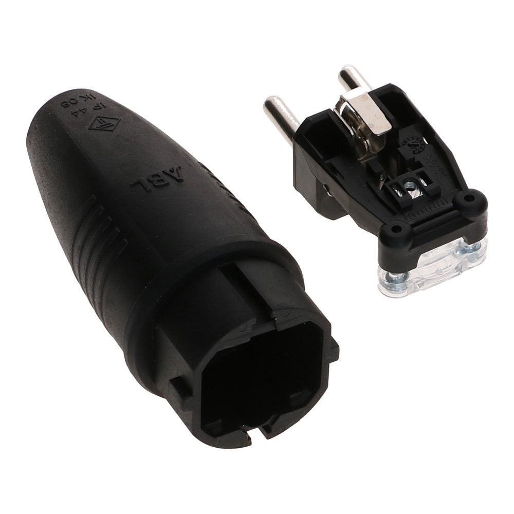 Rubberen stekker + RA IP44 zwart