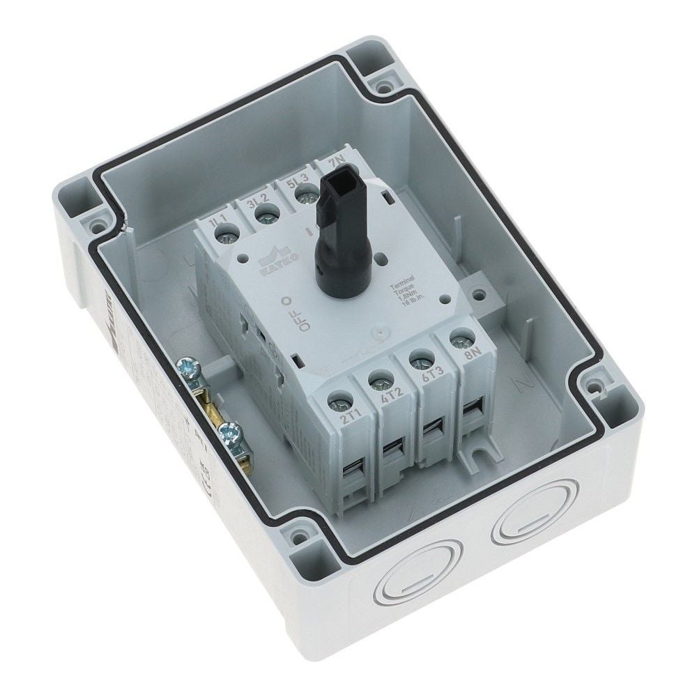 Werkschakelaar IP66 4 polig 40A 96x130x106mm zwart hendel PC AC22-25A