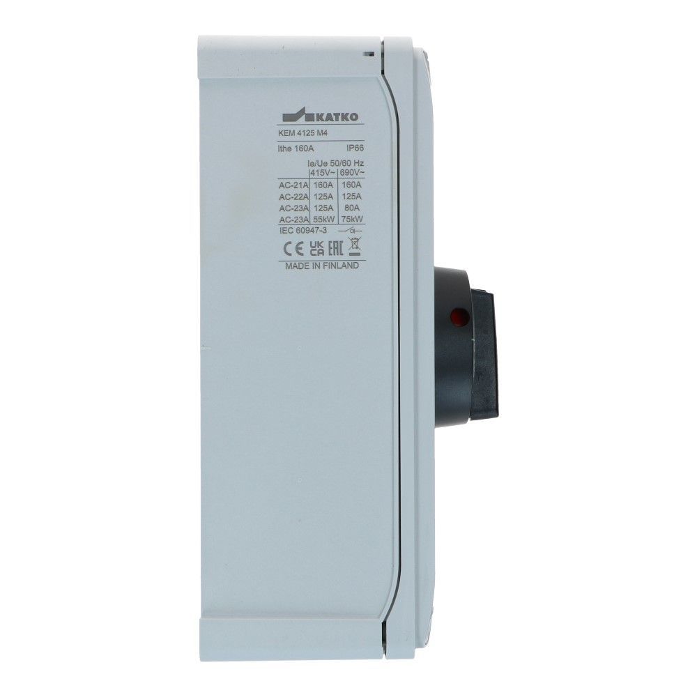 Werkschakelaar IP65 4 polig 160A 190x270x138mm zwart hendel Polycarb. AC22-125A