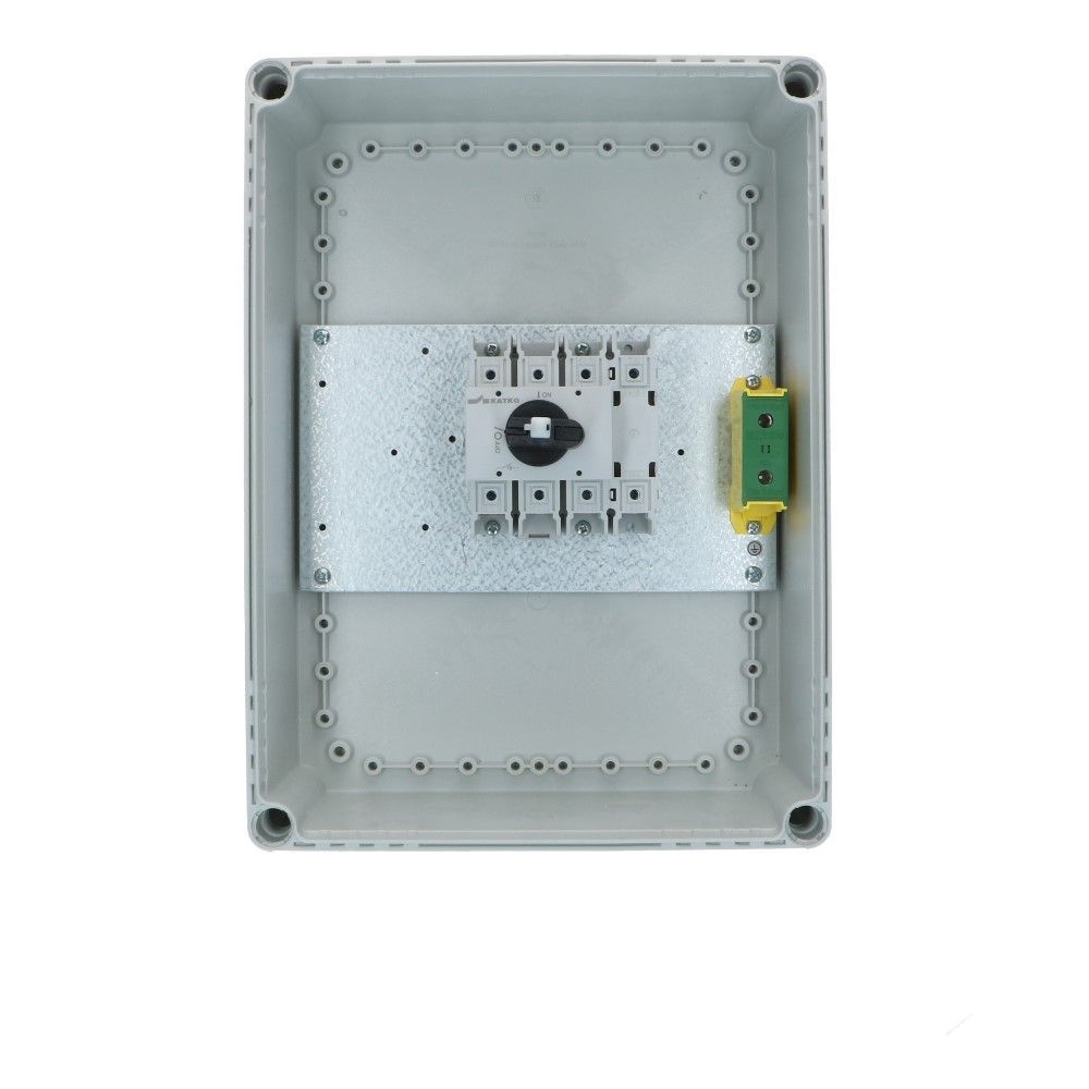 Werkschakelaar IP65 4 polig 160A 280X380X171mm zwart hendel Polycarb. AC22-160A