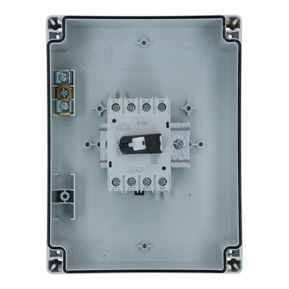 Werkschakelaar IP65 4 polig 40A 144x190x131mm zwart hendel ABS AC22-40A