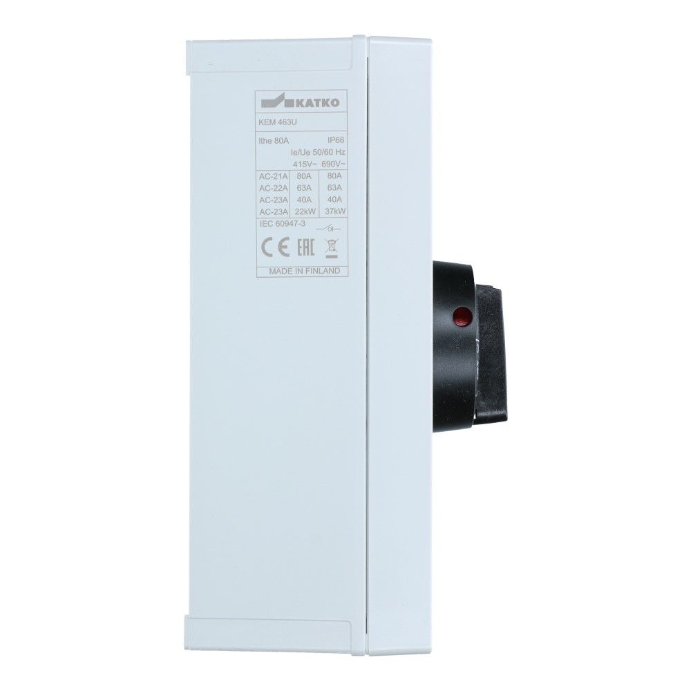 Werkschakelaar IP66 4 polig 80A 190x270x138mm zwart hendel PC AC22-63A
