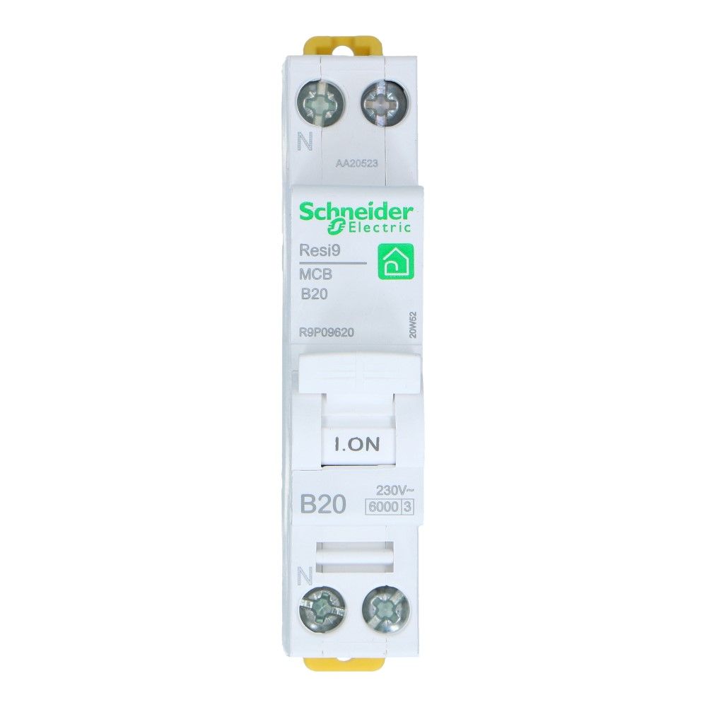 Installatieautomaat 1 polig + nul 20A kar B 6kA Resi9