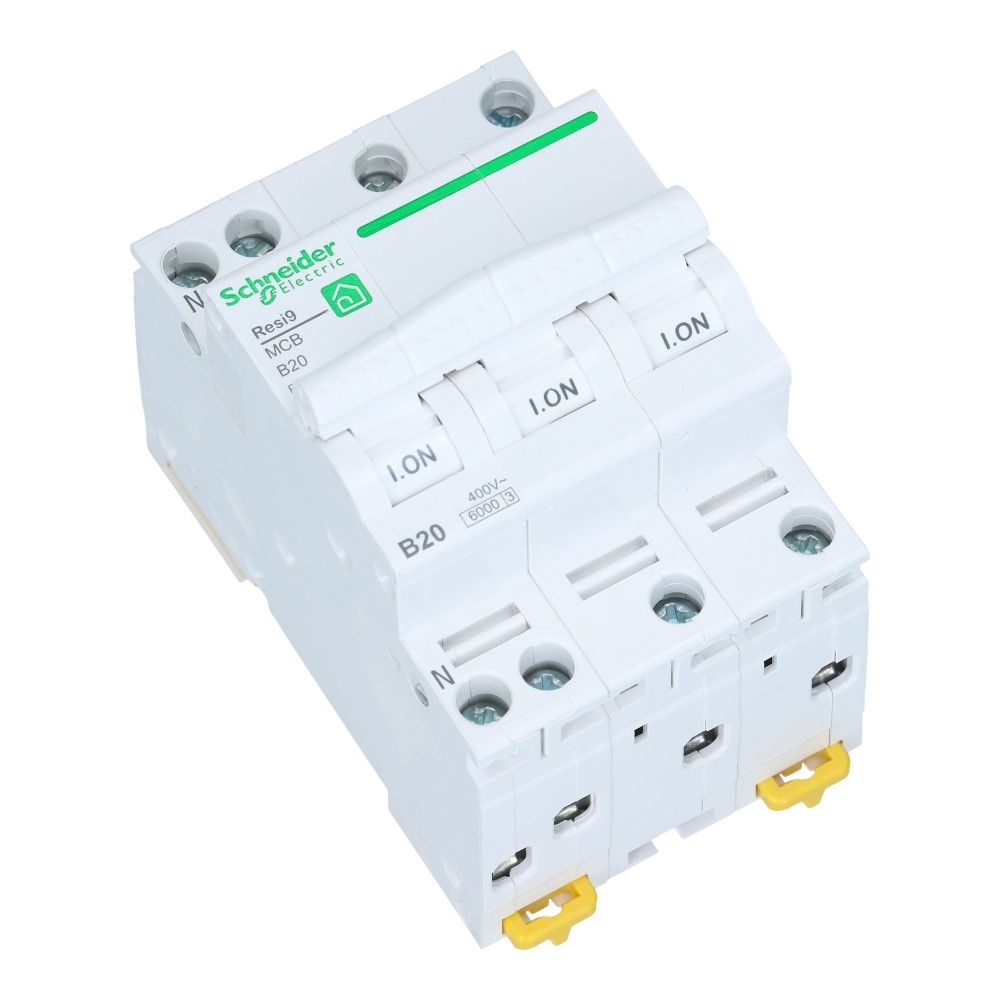 Installatieautomaat 3 polig + nul 20A kar B 6kA Resi9