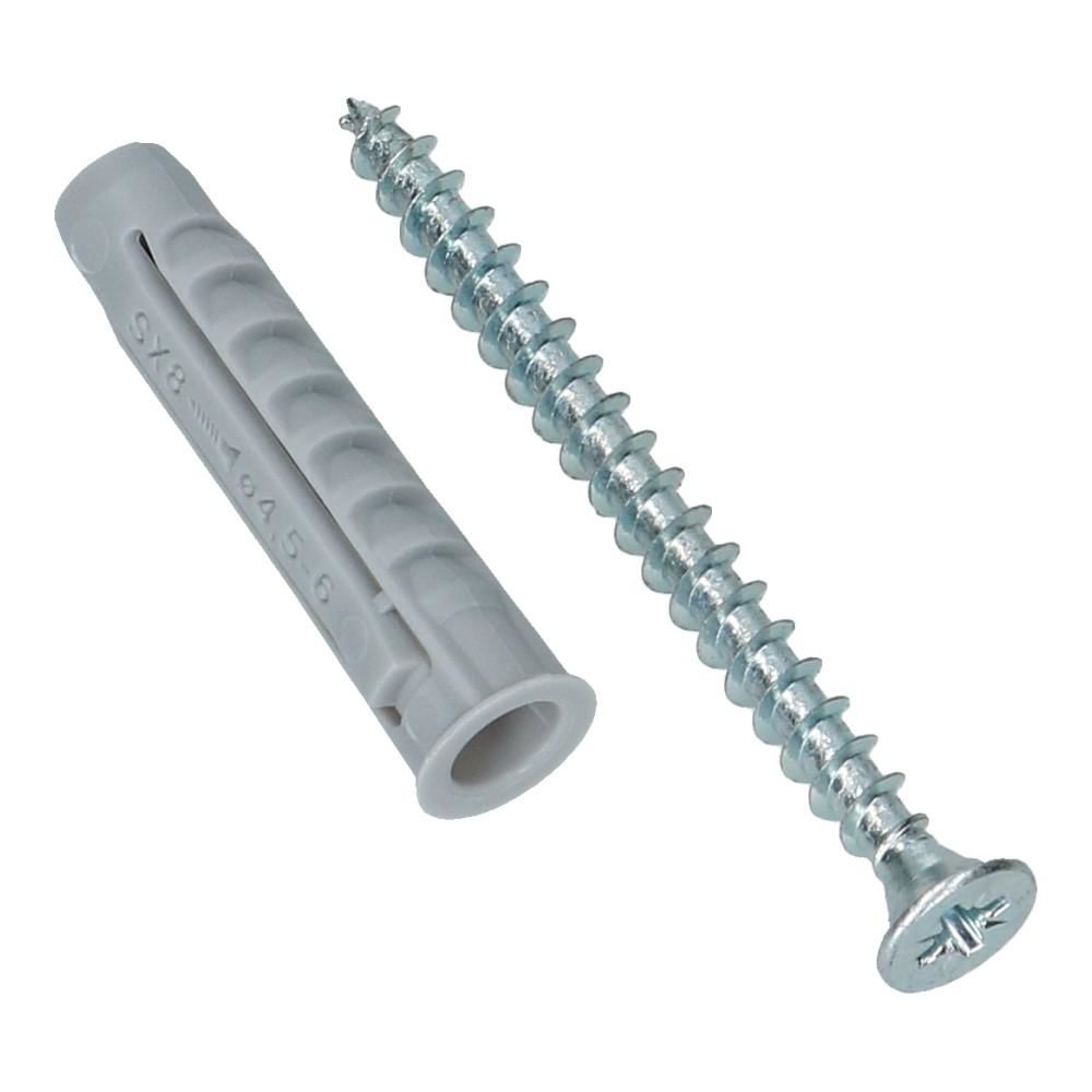 Nylon plug SX met rand 8x40mm met schroef 5x60mm PZ2 - 50 stuks