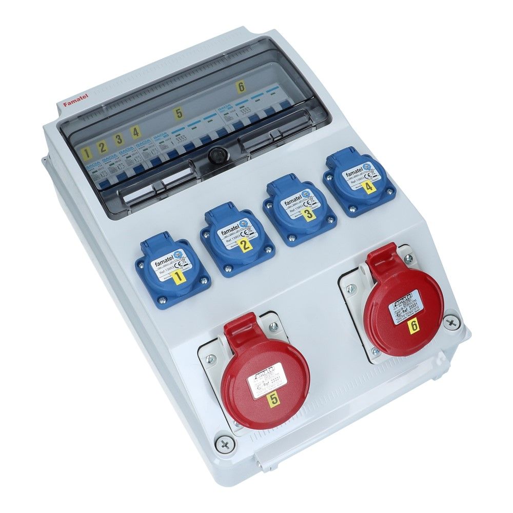 Wandverdeelkast IP44 beveiligd: 2x CEE 16A 5p 4x schuko 