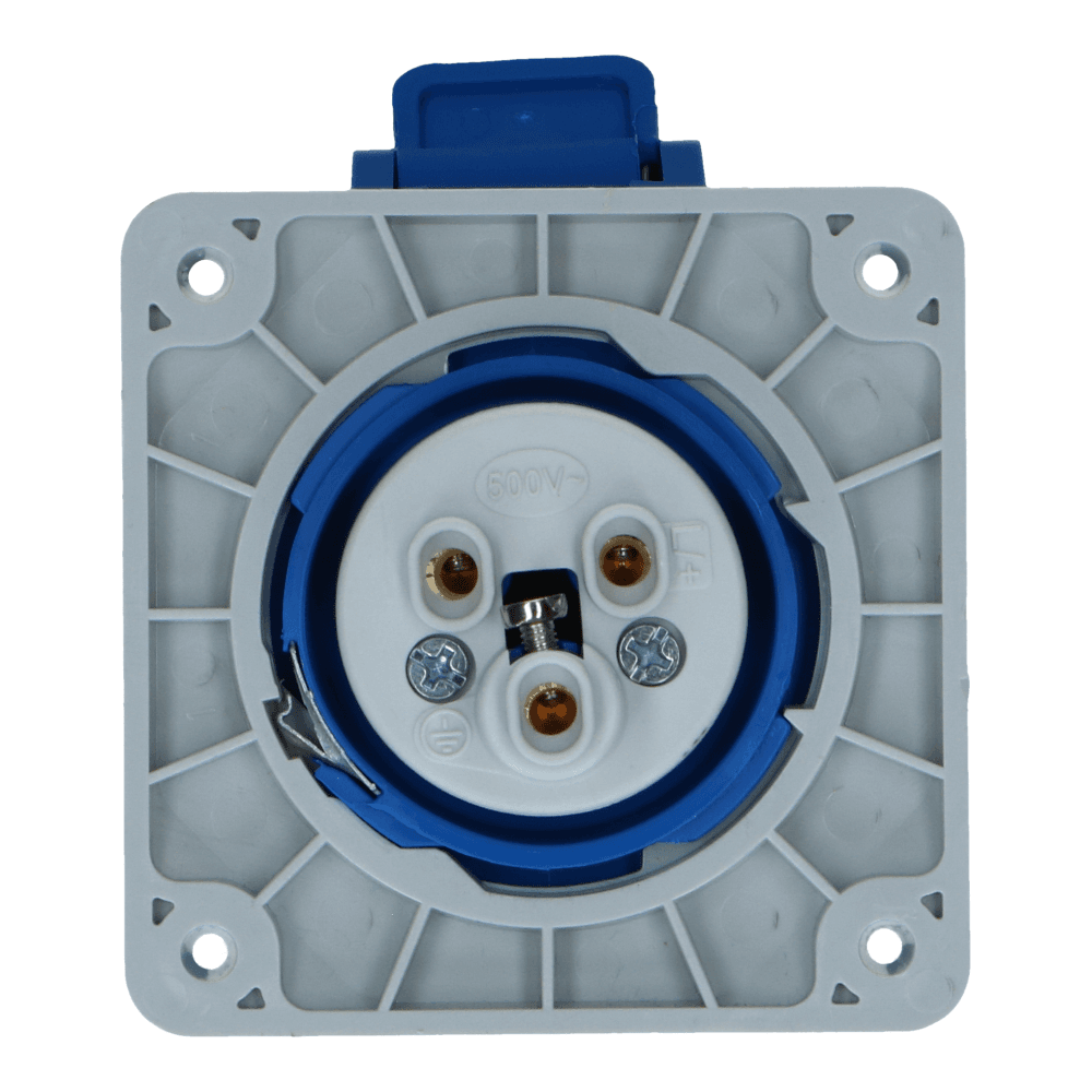 CEE female 3 polig 6H 16A IP54 inbouw wcd 220-240VAC recht