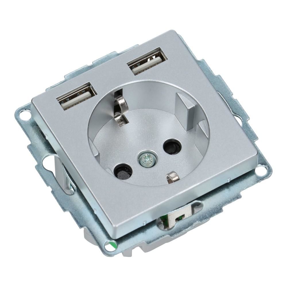 Wandcontactdoos met 2xUSB 2.4A SYSTEEM-M 9006