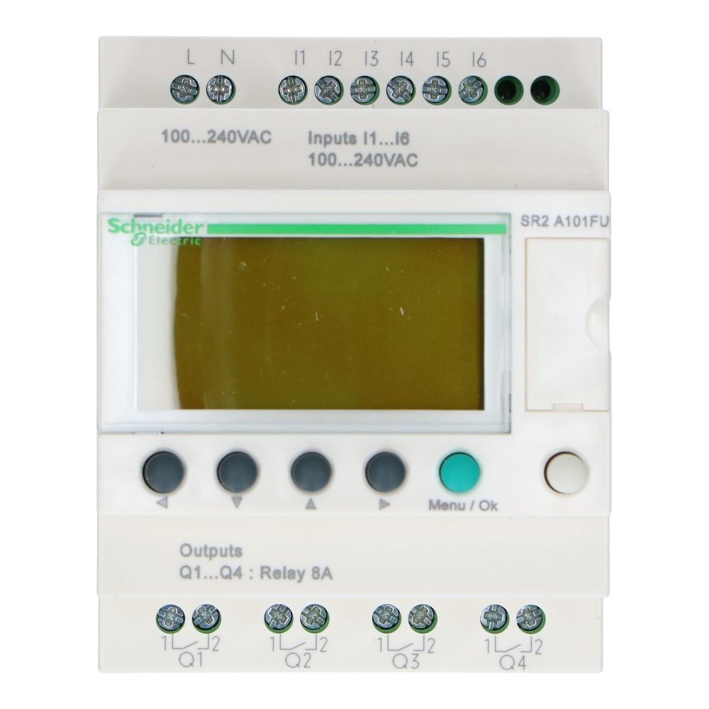 Zelio PLC zonder klok 10I-O 6in 4uit met scherm 100-240VAC