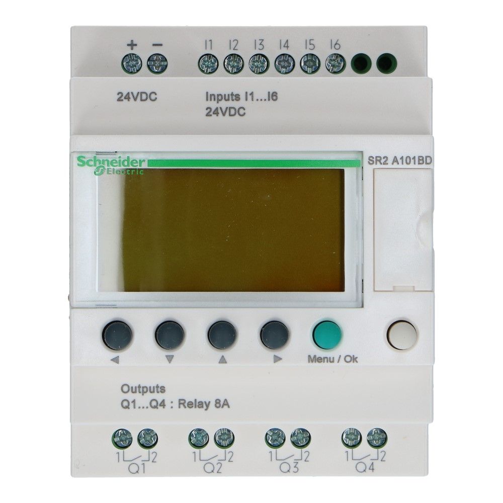 Zelio PLC zonder klok 10I-O 6in 4uit met scherm 24VDC