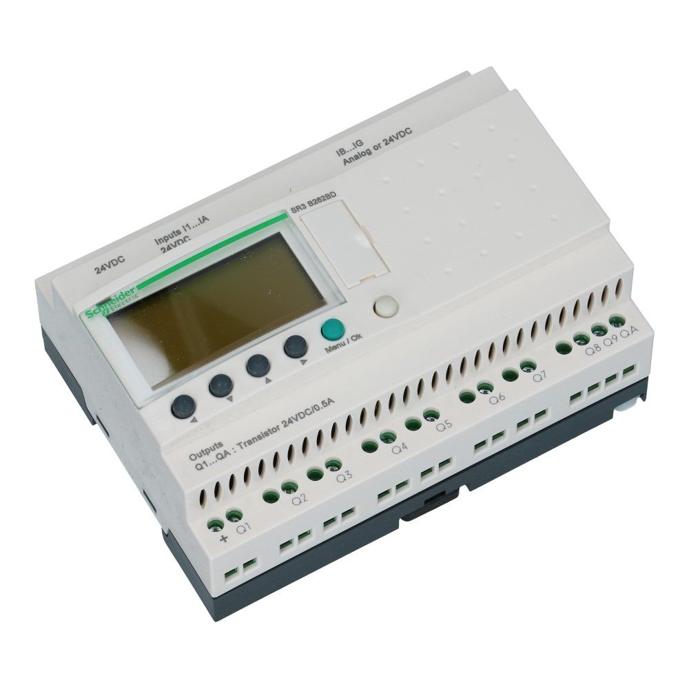 Zelio PLC met klok 26I-O 16in 10uit met scherm 24VDC SSR