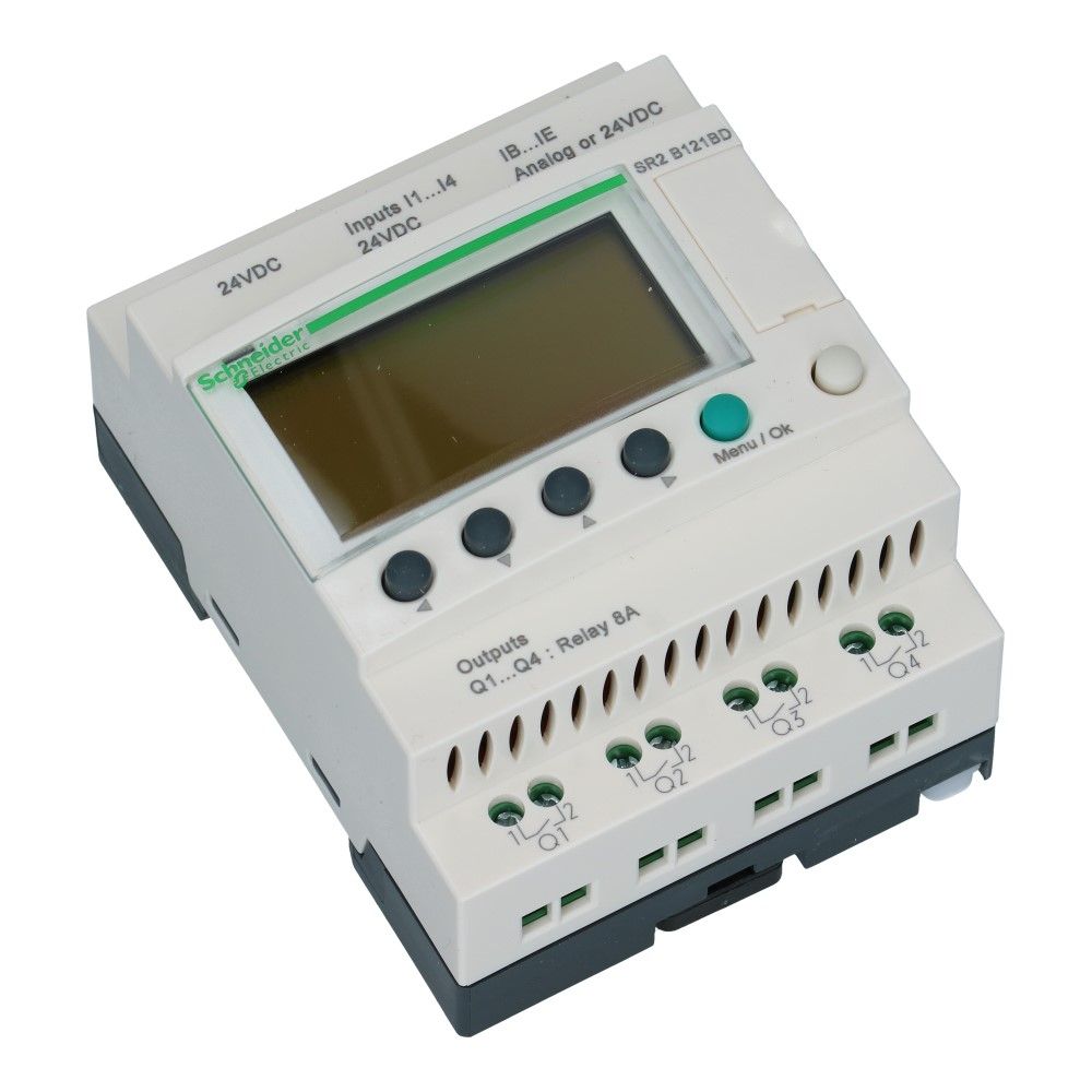 Zelio PLC met klok 12I-O 8in 4uit met scherm 24VDC