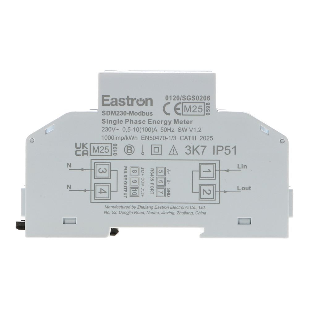 kWh meter 1 fase MULTI 5/100A MID Factureerbaar Imp/Exp