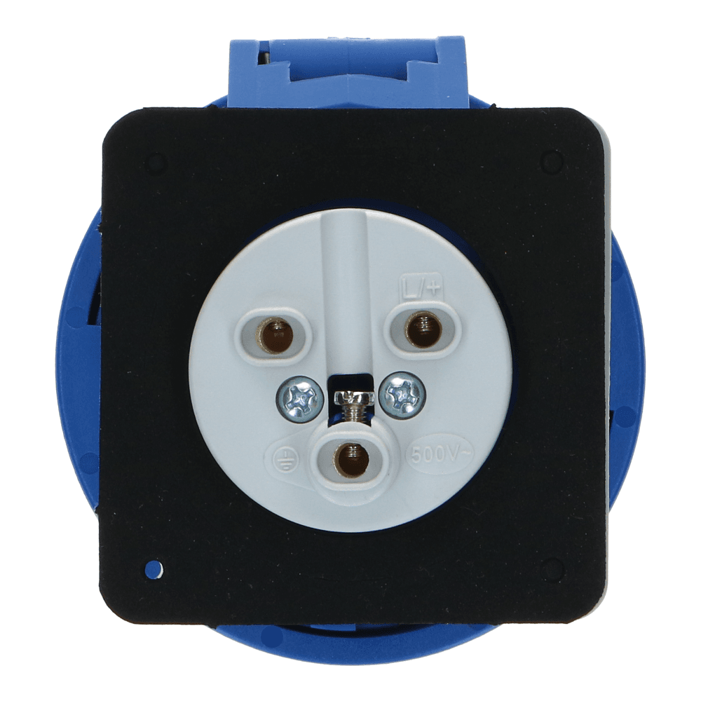 CEE female 3 polig 6H 32A IP67 inbouw wcd 220-240VAC recht